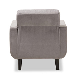 Baxton Studio Carina Mid-Century Modern Light Grey Fabric Upholstered Lounge Chair Baxton Studio-chairs-Minimal And Modern - 4