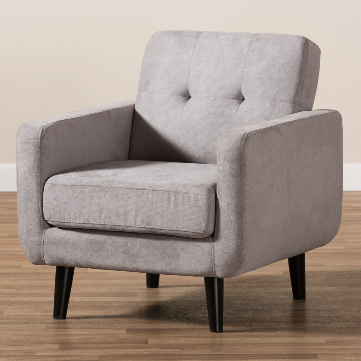 Baxton Studio Carina Mid-Century Modern Light Grey Fabric Upholstered Lounge Chair Baxton Studio-chairs-Minimal And Modern - 8