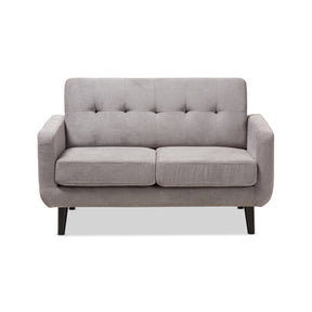 Baxton Studio Carina Mid-Century Modern Light Grey Fabric Upholstered Loveseat Baxton Studio-sofas-Minimal And Modern - 2
