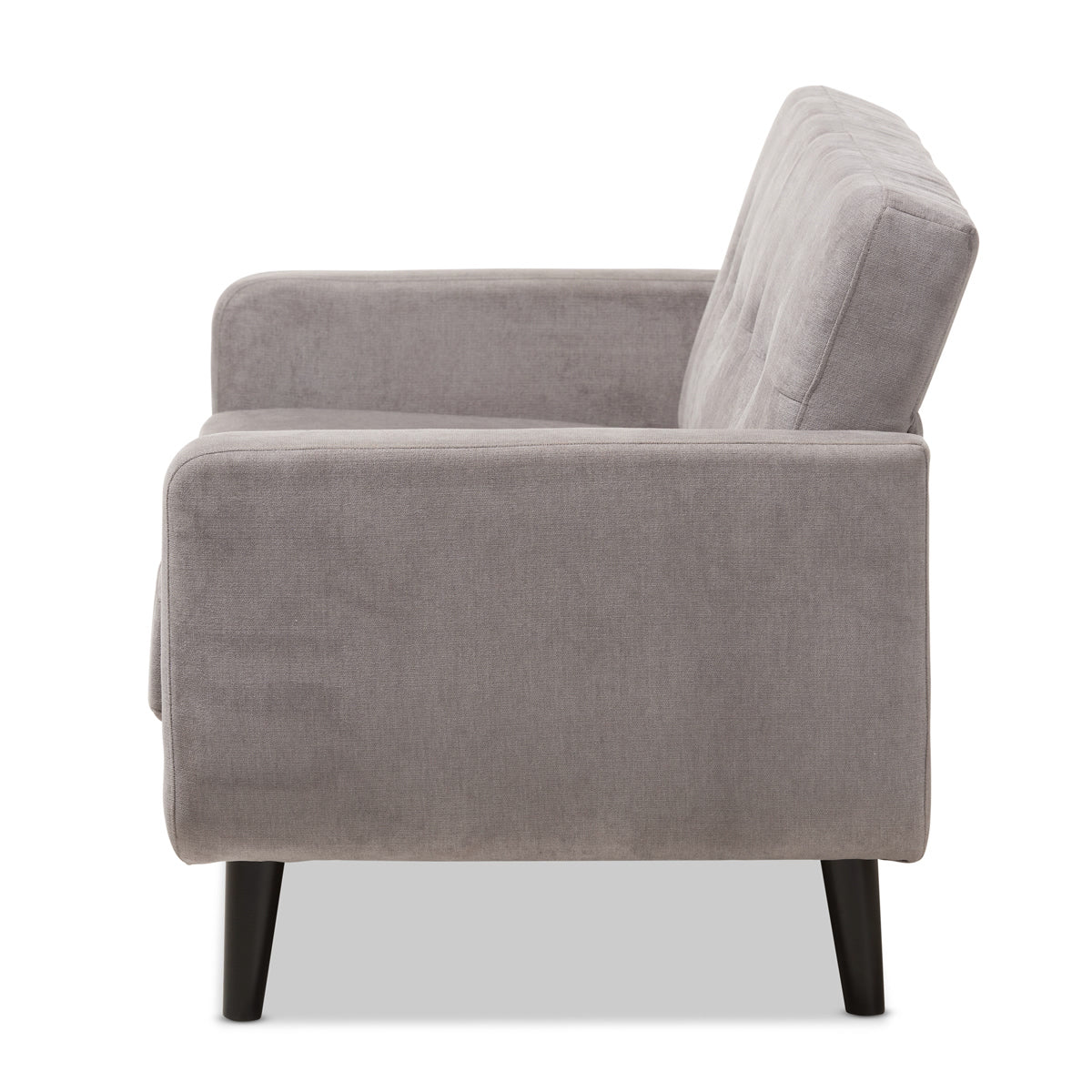 Baxton Studio Carina Mid-Century Modern Light Grey Fabric Upholstered Loveseat Baxton Studio-sofas-Minimal And Modern - 3