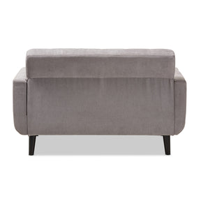 Baxton Studio Carina Mid-Century Modern Light Grey Fabric Upholstered Loveseat Baxton Studio-sofas-Minimal And Modern - 4