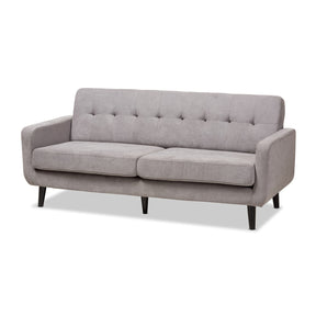 Baxton Studio Carina Mid-Century Modern Light Grey Fabric Upholstered Sofa Baxton Studio-sofas-Minimal And Modern - 1