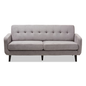 Baxton Studio Carina Mid-Century Modern Light Grey Fabric Upholstered Sofa Baxton Studio-sofas-Minimal And Modern - 2