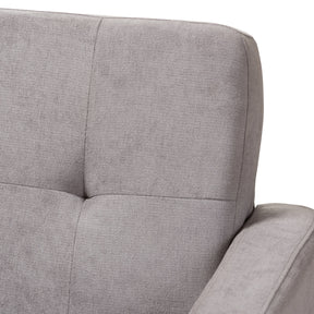 Baxton Studio Carina Mid-Century Modern Light Grey Fabric Upholstered Sofa Baxton Studio-sofas-Minimal And Modern - 5