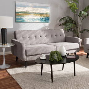 Baxton Studio Carina Mid-Century Modern Light Grey Fabric Upholstered Sofa Baxton Studio-sofas-Minimal And Modern - 7