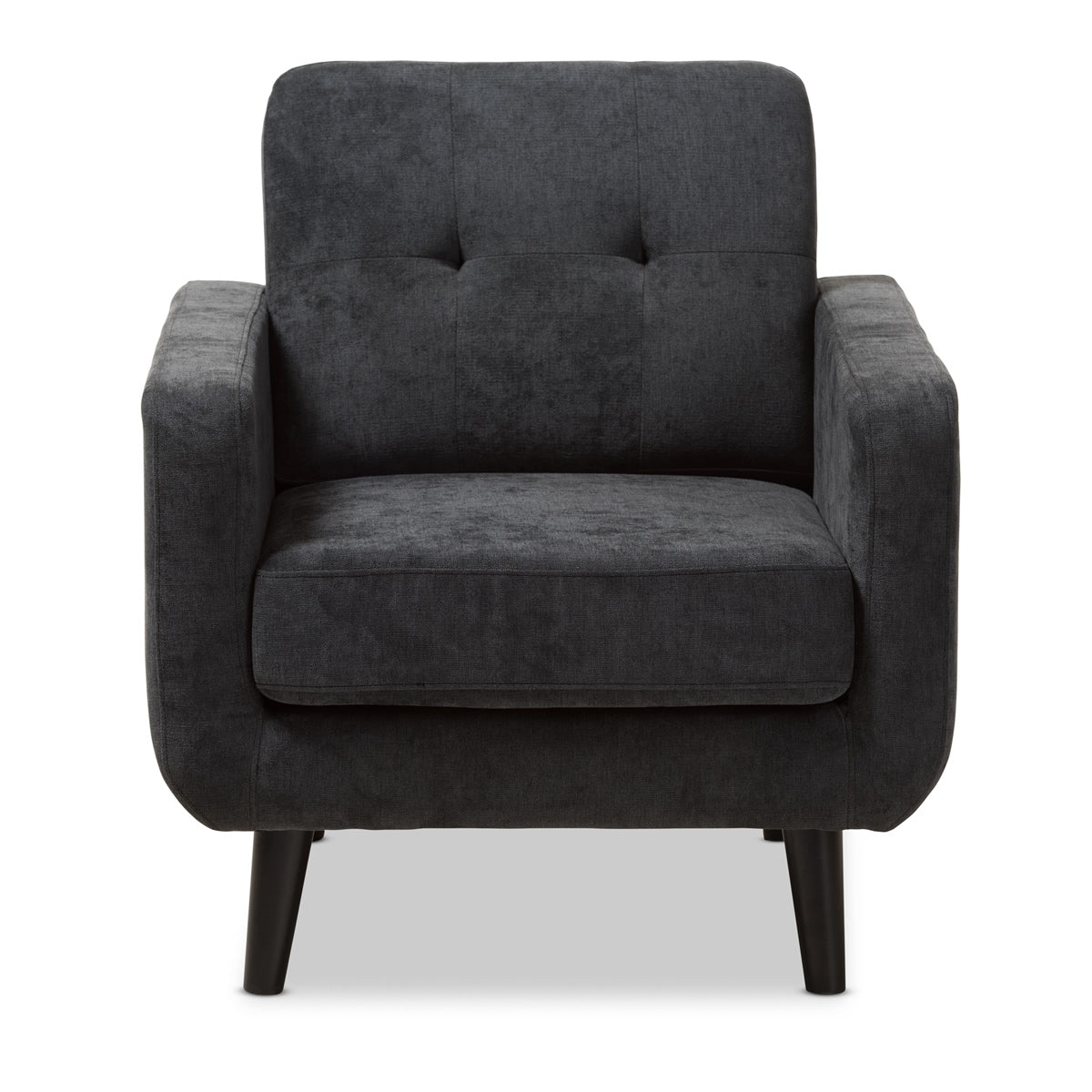 Baxton Studio Carina Mid-Century Modern Dark Grey Fabric Upholstered Lounge Chair Baxton Studio-chairs-Minimal And Modern - 2