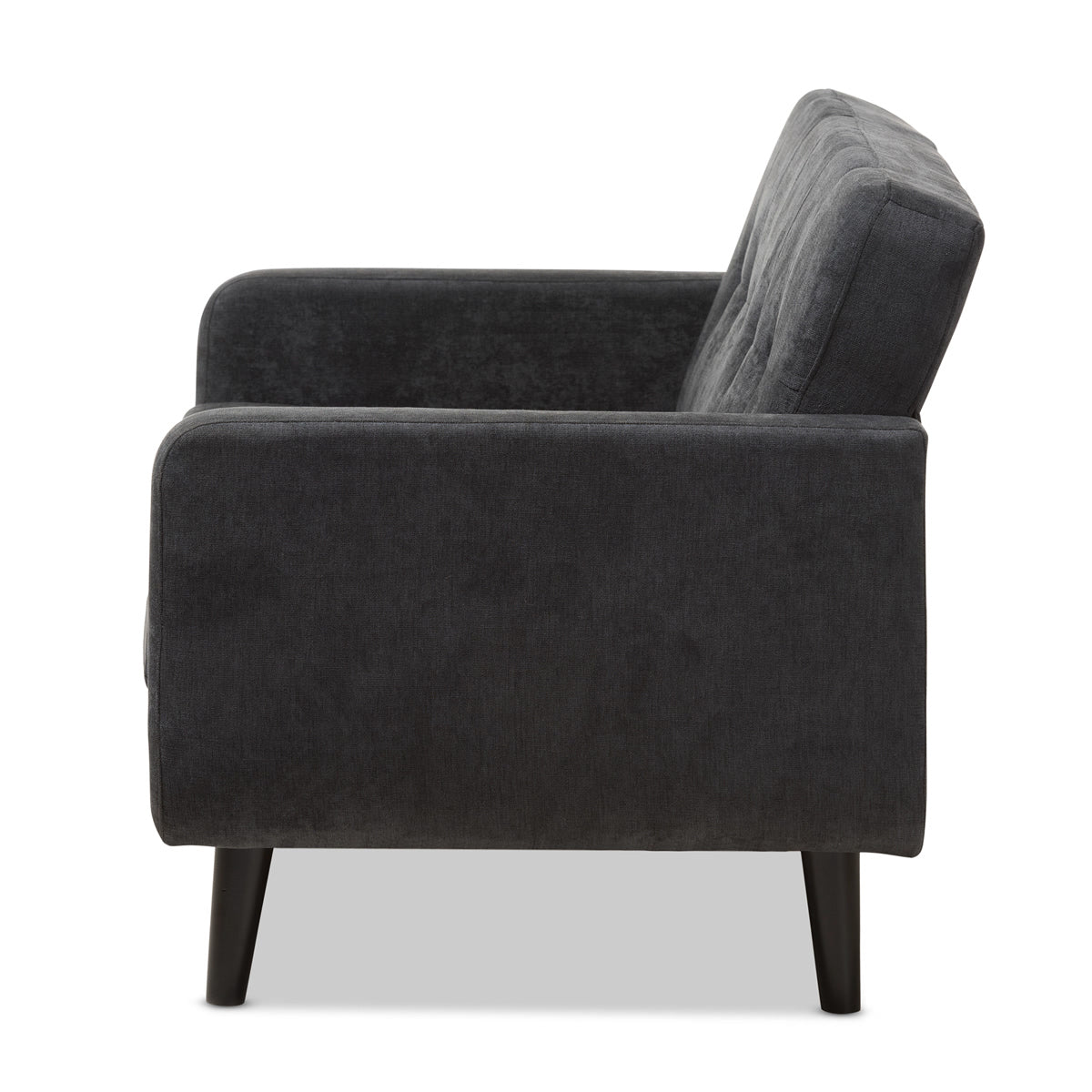 Baxton Studio Carina Mid-Century Modern Dark Grey Fabric Upholstered Loveseat Baxton Studio-sofas-Minimal And Modern - 3