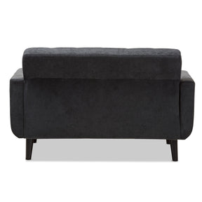 Baxton Studio Carina Mid-Century Modern Dark Grey Fabric Upholstered Loveseat Baxton Studio-sofas-Minimal And Modern - 4