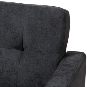 Baxton Studio Carina Mid-Century Modern Dark Grey Fabric Upholstered Loveseat Baxton Studio-sofas-Minimal And Modern - 5