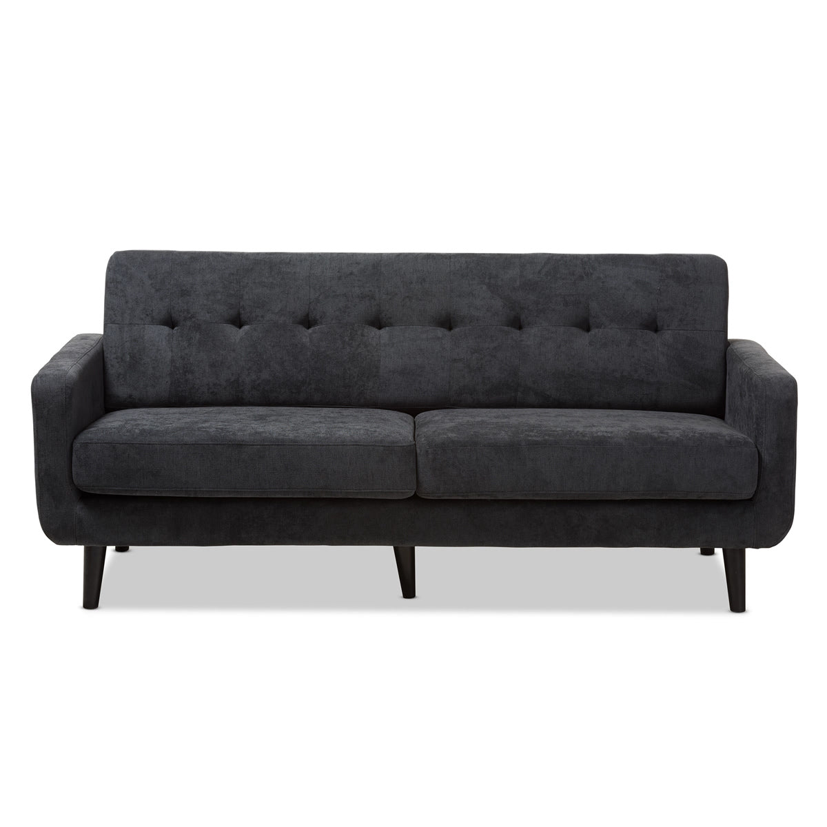 Baxton Studio Carina Mid-Century Modern Dark Grey Fabric Upholstered Sofa Baxton Studio-sofas-Minimal And Modern - 2