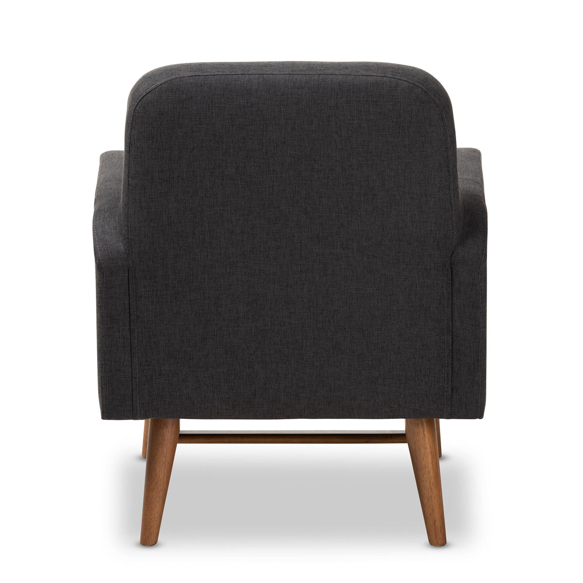 Baxton Studio Perrine Mid-Century Modern Dark Grey Fabric Upholstered Walnut-Finished Wood Lounge Chair Baxton Studio-chairs-Minimal And Modern - 4