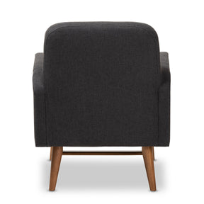 Baxton Studio Perrine Mid-Century Modern Dark Grey Fabric Upholstered Walnut-Finished Wood Lounge Chair Baxton Studio-chairs-Minimal And Modern - 4
