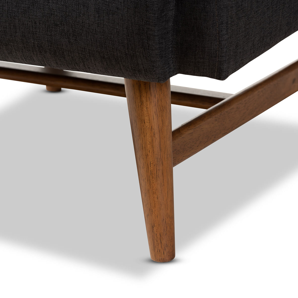Baxton Studio Perrine Mid-Century Modern Dark Grey Fabric Upholstered Walnut-Finished Wood Lounge Chair Baxton Studio-chairs-Minimal And Modern - 6