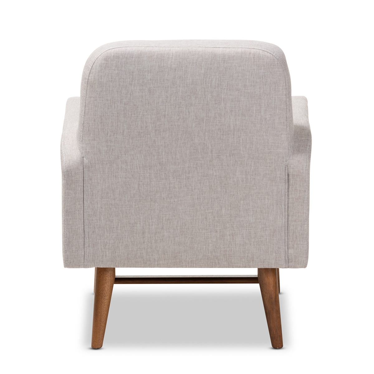 Baxton Studio Perrine Mid-Century Modern Greyish Beige Fabric Upholstered Walnut-Finished Wood Lounge Chair Baxton Studio-chairs-Minimal And Modern - 4