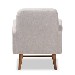 Baxton Studio Perrine Mid-Century Modern Greyish Beige Fabric Upholstered Walnut-Finished Wood Lounge Chair Baxton Studio-chairs-Minimal And Modern - 4