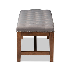 Baxton Studio Ainsley Modern and Contemporary Grey Fabric Upholstered Walnut Finished Solid Rubberwood Bench Baxton Studio-benches-Minimal And Modern - 2