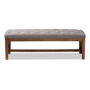 Baxton Studio Ainsley Modern and Contemporary Grey Fabric Upholstered Walnut Finished Solid Rubberwood Bench Baxton Studio-benches-Minimal And Modern - 5