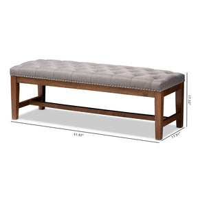 Baxton Studio Ainsley Modern and Contemporary Grey Fabric Upholstered Walnut Finished Solid Rubberwood Bench Baxton Studio-benches-Minimal And Modern - 11