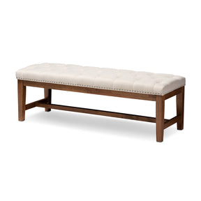 Baxton Studio Ainsley Modern and Contemporary Light Beige Fabric Upholstered Walnut Finished Solid Rubberwood Bench Baxton Studio-benches-Minimal And Modern - 1