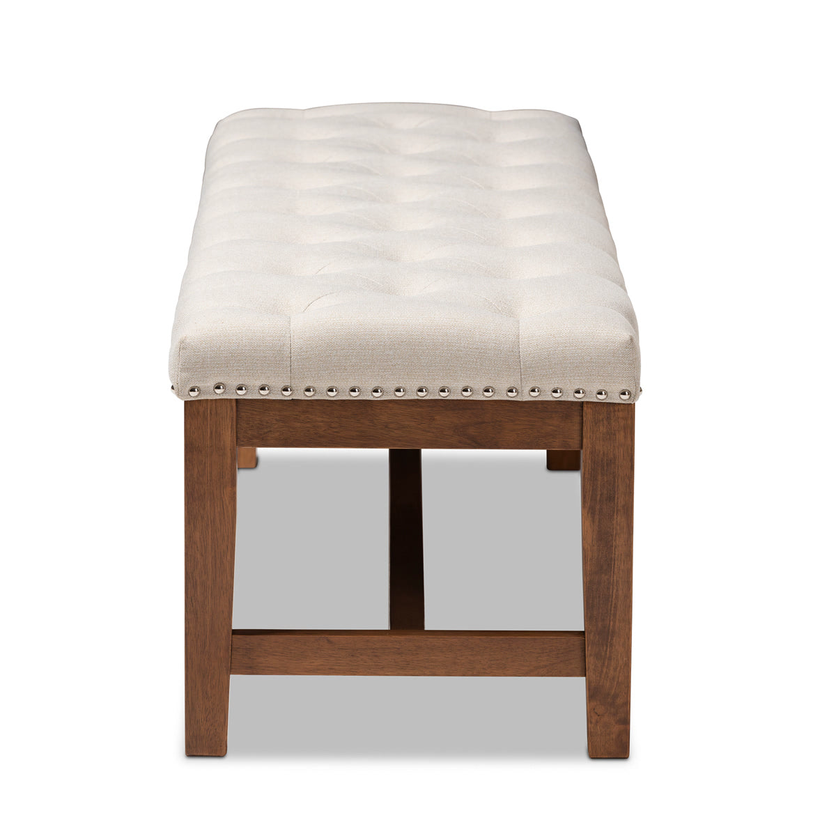 Baxton Studio Ainsley Modern and Contemporary Light Beige Fabric Upholstered Walnut Finished Solid Rubberwood Bench Baxton Studio-benches-Minimal And Modern - 3