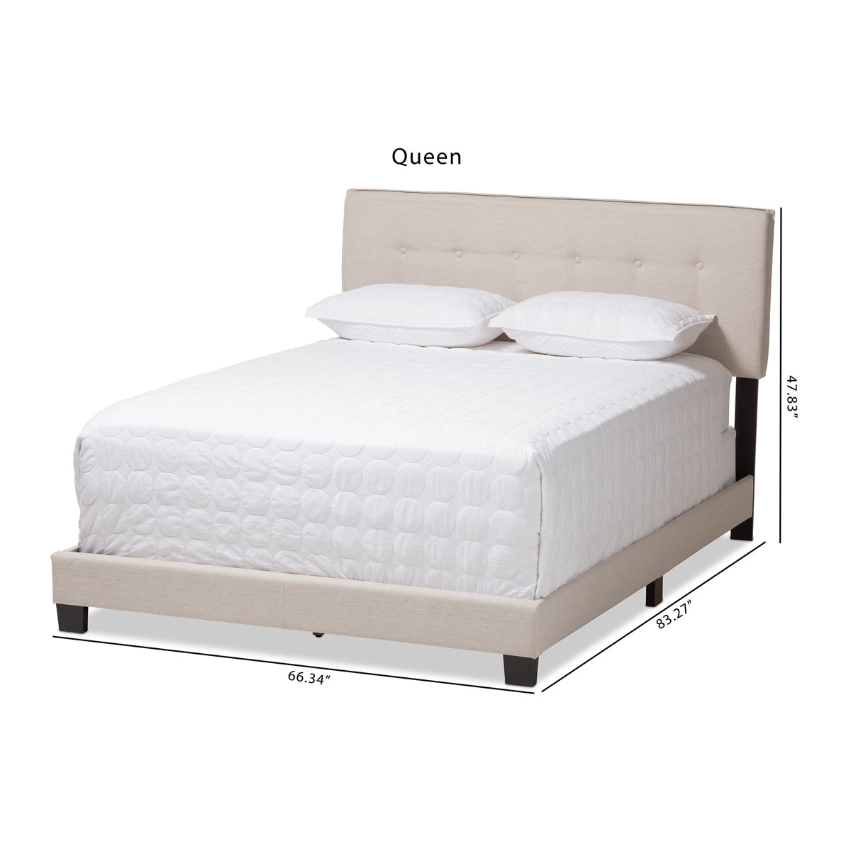 Baxton Studio Audrey Modern and Contemporary Light Beige Fabric Upholstered Queen Size Bed Baxton Studio-0-Minimal And Modern - 10