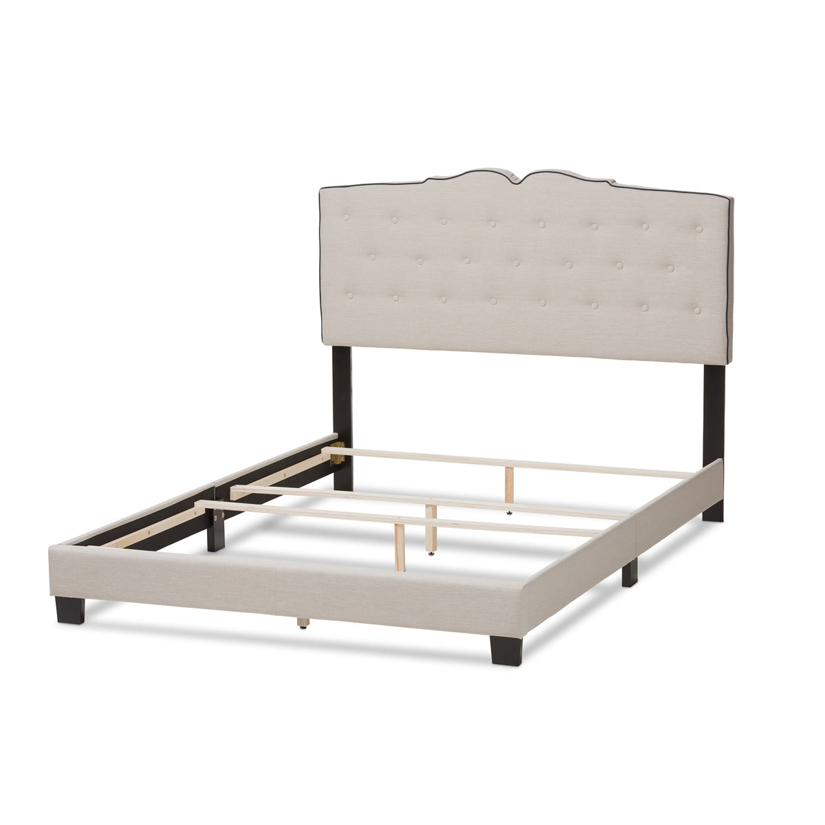 Baxton Studio Vivienne Modern and Contemporary Light Beige Fabric Upholstered King Size Bed Baxton Studio-0-Minimal And Modern - 4
