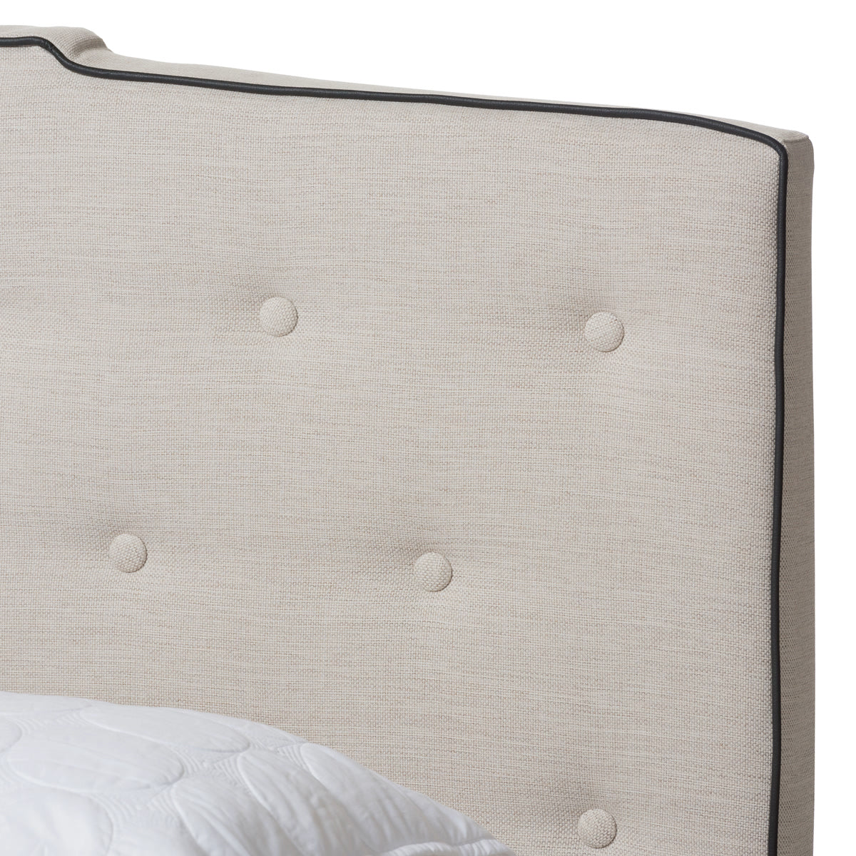 Baxton Studio Vivienne Modern and Contemporary Light Beige Fabric Upholstered King Size Bed Baxton Studio-0-Minimal And Modern - 5