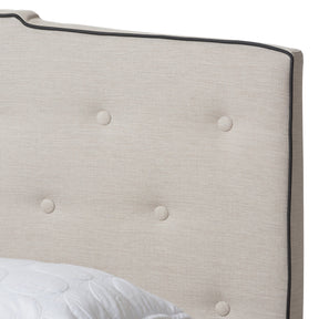 Baxton Studio Vivienne Modern and Contemporary Light Beige Fabric Upholstered Queen Size Bed Baxton Studio-0-Minimal And Modern - 5