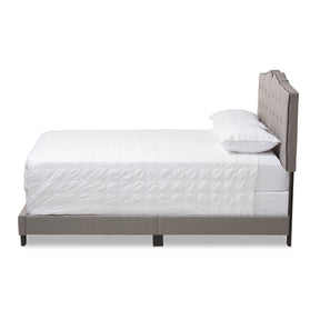 Baxton Studio Vivienne Modern and Contemporary Light Grey Fabric Upholstered Queen Size Bed Baxton Studio-0-Minimal And Modern - 3