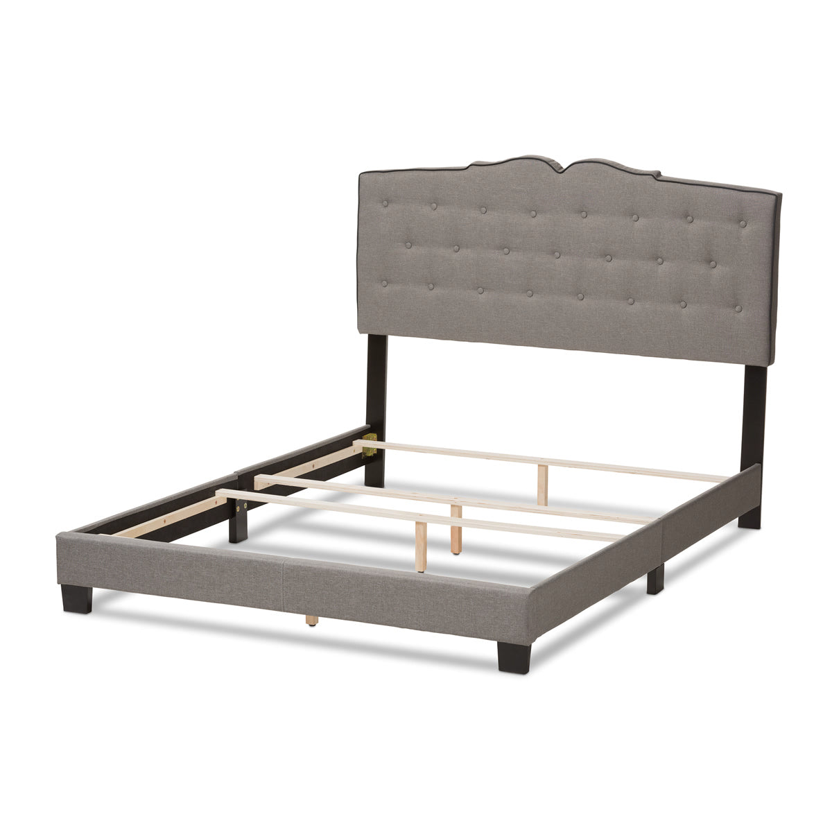 Baxton Studio Vivienne Modern and Contemporary Light Grey Fabric Upholstered King Size Bed Baxton Studio-0-Minimal And Modern - 4