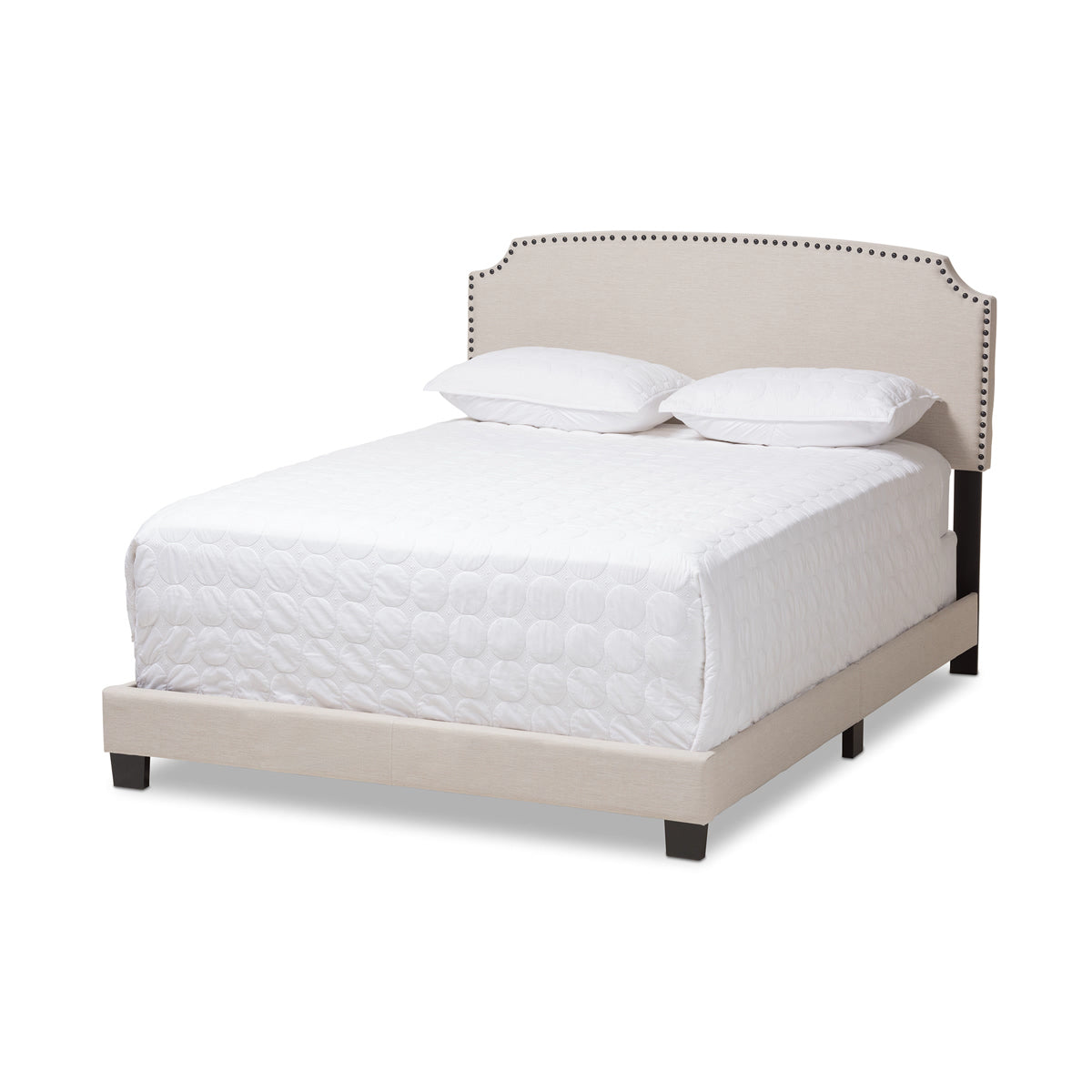 Baxton Studio Odette Modern and Contemporary Light Beige Fabric Upholstered King Size Bed Baxton Studio-0-Minimal And Modern - 1