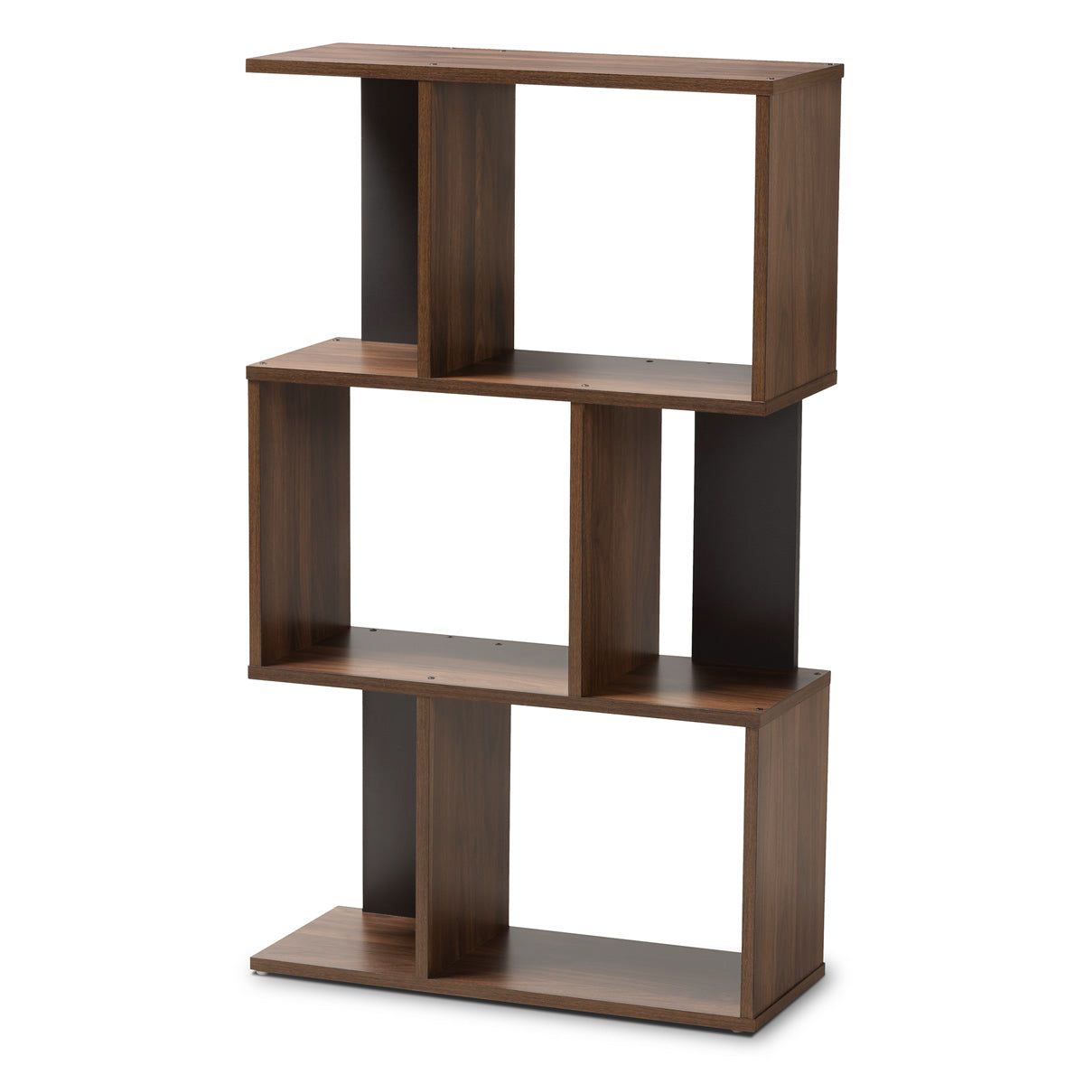 Baxton Studio Legende Modern and Contemporary Brown and Dark Grey Finished Display Bookcase Baxton Studio-0-Minimal And Modern - 1