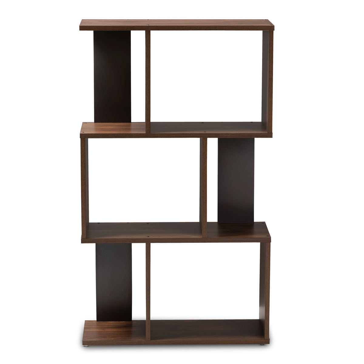 Baxton Studio Legende Modern and Contemporary Brown and Dark Grey Finished Display Bookcase Baxton Studio-0-Minimal And Modern - 2