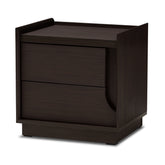 Baxton Studio Larsine Modern and Contemporary Brown Finished 2-Drawer Nightstand Baxton Studio-nightstands-Minimal And Modern - 1