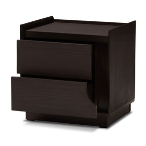 Baxton Studio Larsine Modern and Contemporary Brown Finished 2-Drawer Nightstand Baxton Studio-nightstands-Minimal And Modern - 2