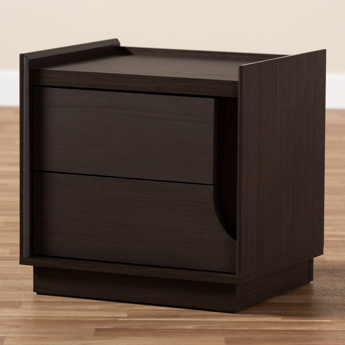 Baxton Studio Larsine Modern and Contemporary Brown Finished 2-Drawer Nightstand Baxton Studio-nightstands-Minimal And Modern - 8