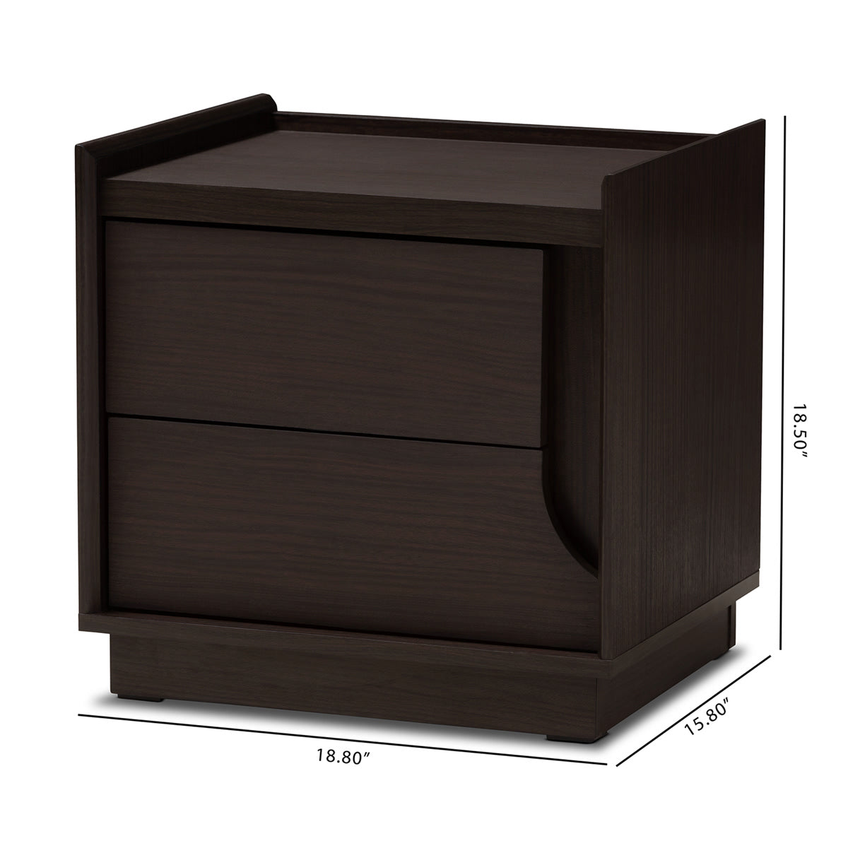 Baxton Studio Larsine Modern and Contemporary Brown Finished 2-Drawer Nightstand Baxton Studio-nightstands-Minimal And Modern - 9