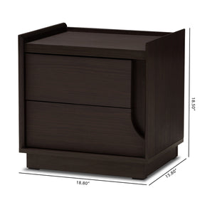 Baxton Studio Larsine Modern and Contemporary Brown Finished 2-Drawer Nightstand Baxton Studio-nightstands-Minimal And Modern - 9