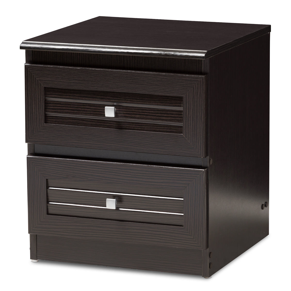 Baxton Studio Carine Modern and Contemporary Wenge Brown Finished 2-Drawer Nightstand Baxton Studio-nightstands-Minimal And Modern - 1