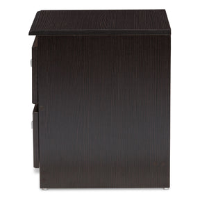 Baxton Studio Carine Modern and Contemporary Wenge Brown Finished 2-Drawer Nightstand Baxton Studio-nightstands-Minimal And Modern - 4
