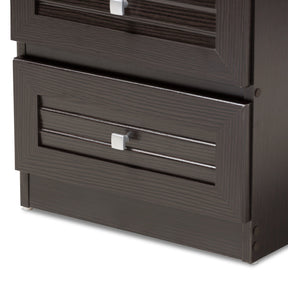 Baxton Studio Carine Modern and Contemporary Wenge Brown Finished 2-Drawer Nightstand Baxton Studio-nightstands-Minimal And Modern - 5