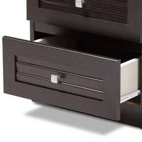 Baxton Studio Carine Modern and Contemporary Wenge Brown Finished 2-Drawer Nightstand Baxton Studio-nightstands-Minimal And Modern - 6