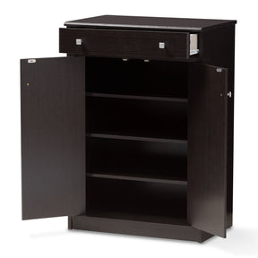 Baxton Studio Dariell Modern and Contemporary Wenge Brown Finished Shoe Cabinet Baxton Studio-0-Minimal And Modern - 3