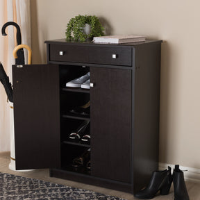 Baxton Studio Dariell Modern and Contemporary Wenge Brown Finished Shoe Cabinet Baxton Studio-0-Minimal And Modern - 9