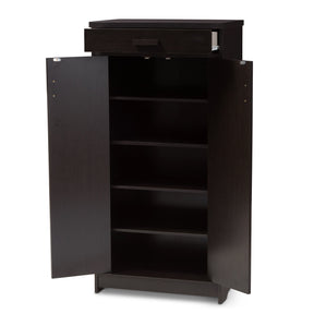 Baxton Studio Bienna Modern and Contemporary Wenge Brown Finished Shoe Cabinet Baxton Studio-0-Minimal And Modern - 5
