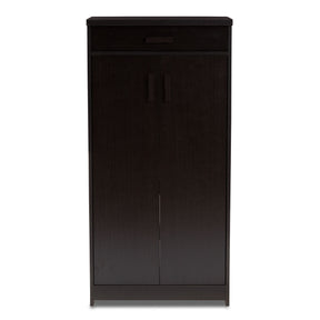Baxton Studio Bienna Modern and Contemporary Wenge Brown Finished Shoe Cabinet Baxton Studio-0-Minimal And Modern - 6