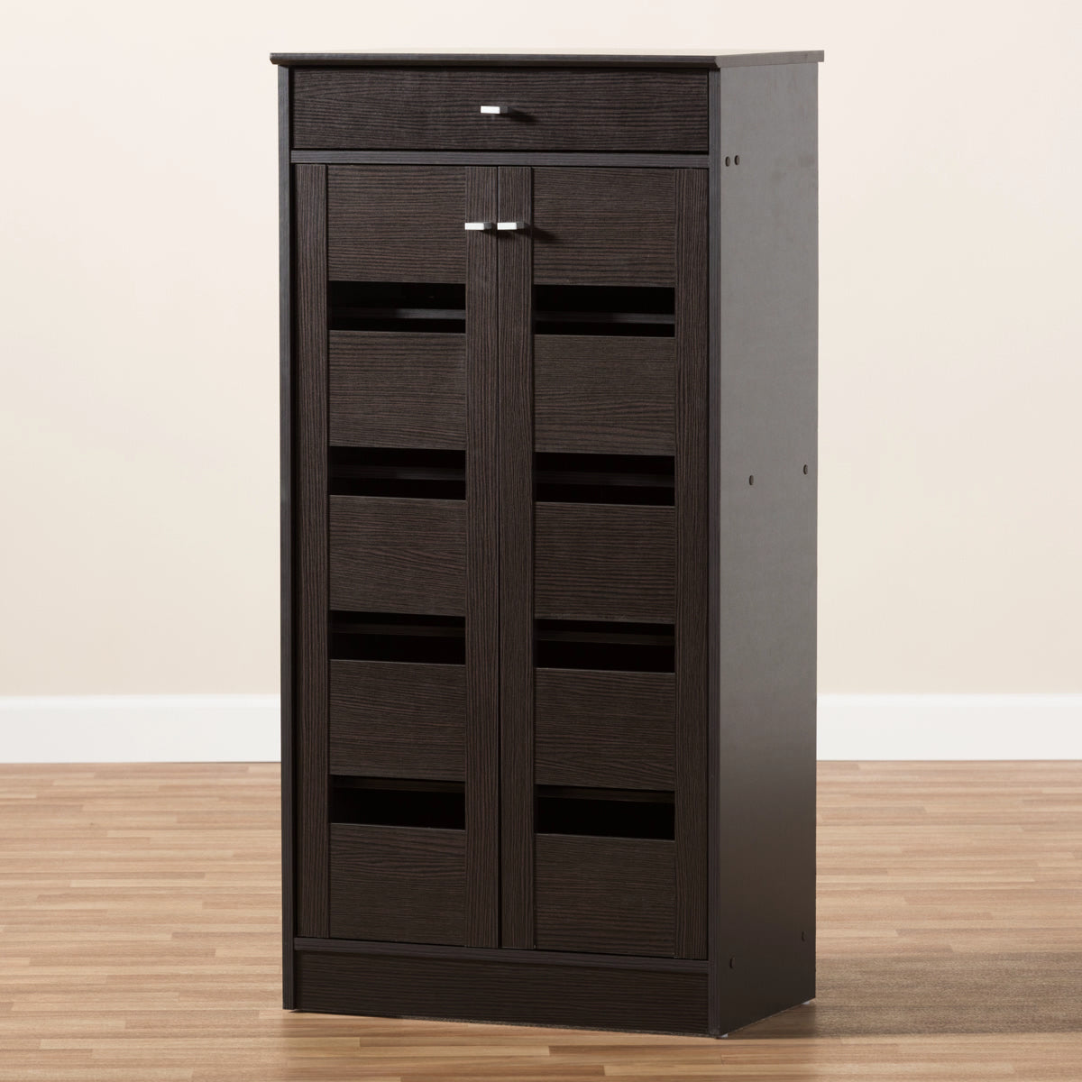 Baxton Studio Acadia Modern and Contemporary Wenge Brown Finished Shoe Cabinet Baxton Studio-0-Minimal And Modern - 3