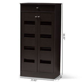 Baxton Studio Acadia Modern and Contemporary Wenge Brown Finished Shoe Cabinet Baxton Studio-0-Minimal And Modern - 4