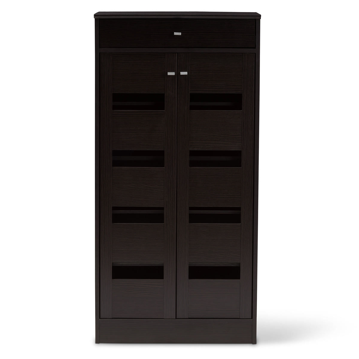 Baxton Studio Acadia Modern and Contemporary Wenge Brown Finished Shoe Cabinet Baxton Studio-0-Minimal And Modern - 6