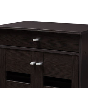 Baxton Studio Acadia Modern and Contemporary Wenge Brown Finished Shoe Cabinet Baxton Studio-0-Minimal And Modern - 8